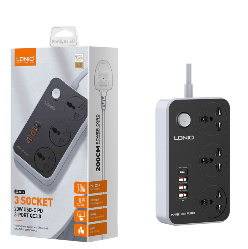 LDNIO SC3412 2500 W 20 W USB-C PD 3-PORT Power Socket LDNIO SC3412 2500 W 20 W USB-C PD 3-PORT Power Socket